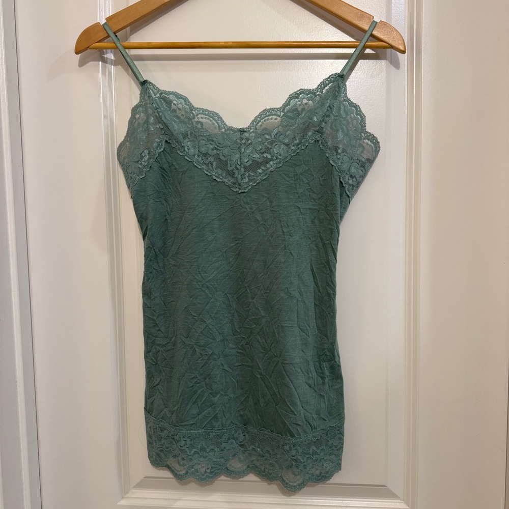 Vintage Y2K Charlotte Russe long & lean Lace Cami Tank Small Green Bella Swan